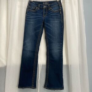Silver Jeans Womens Size W26 x leg 28 Aiko Bootcut Blue Denim Stretch Distressed